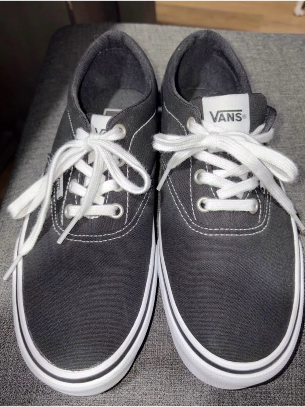 Vans Low-Top Canvas Sneakers in Charcoal and White